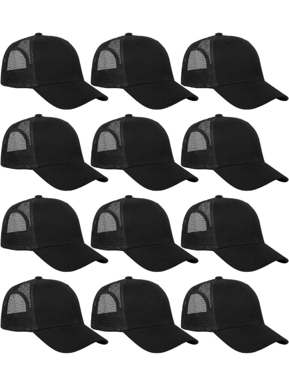 12 Pack Mesh Trucker Hats - 5 & 6 Panel Baseball Caps for Men & Women, Bulk
